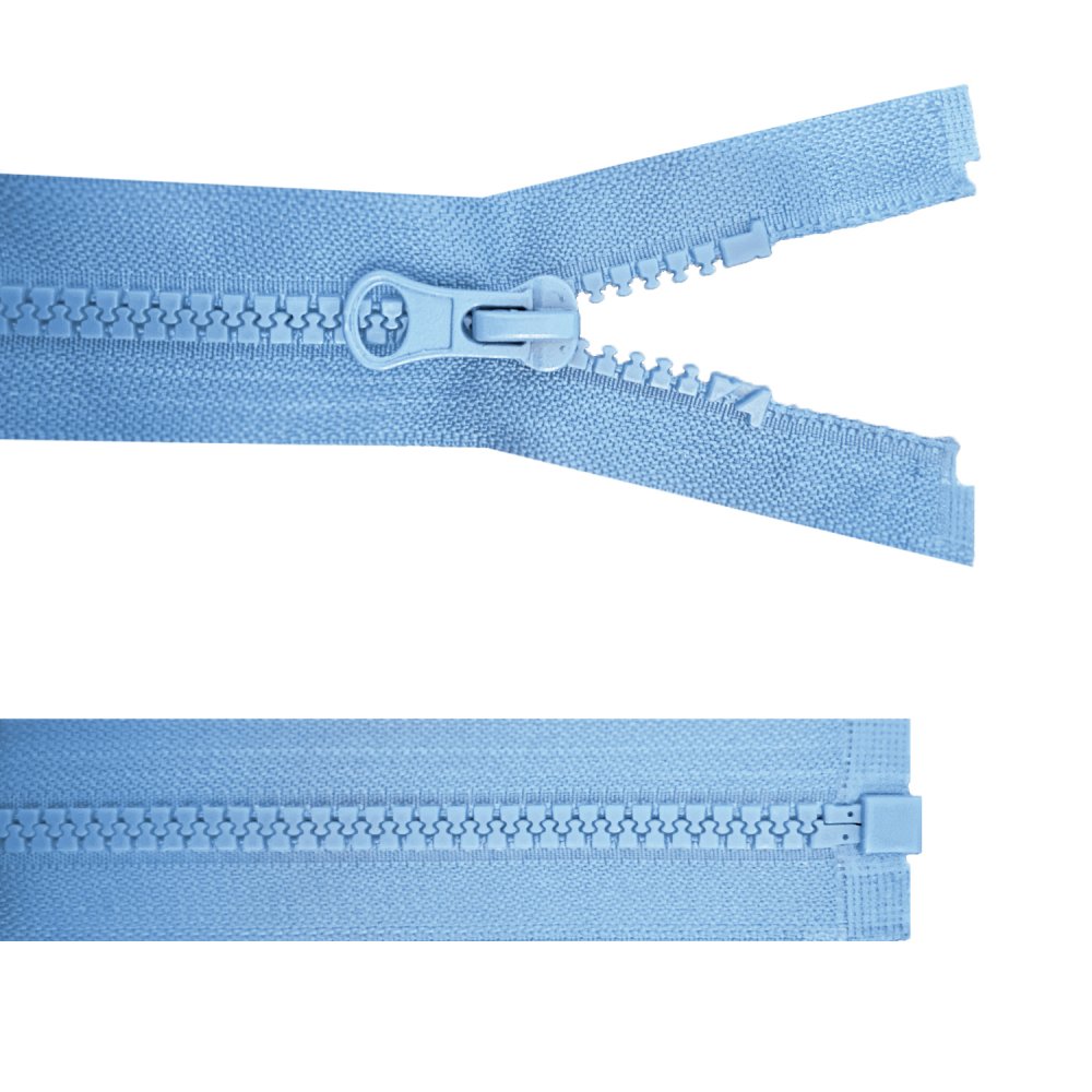 Zip kostěný dělitelný - sv. modrý 55 cm
