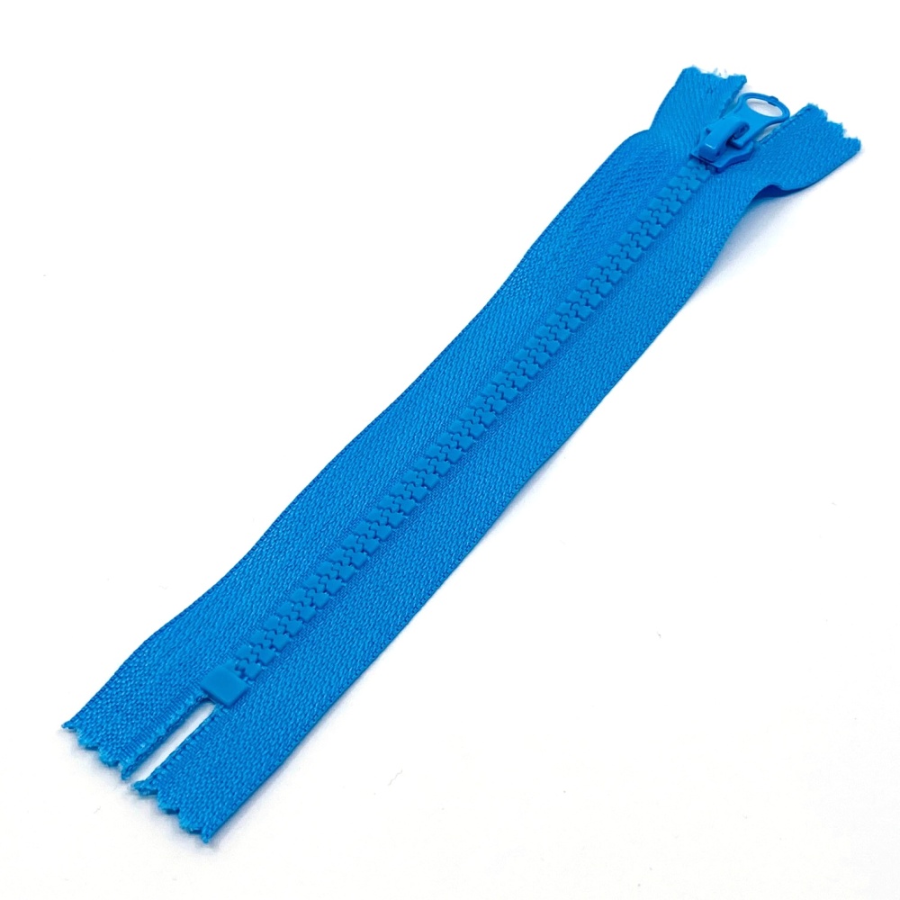 Zip kostěný nedělitelný - sv.modrý 14 cm