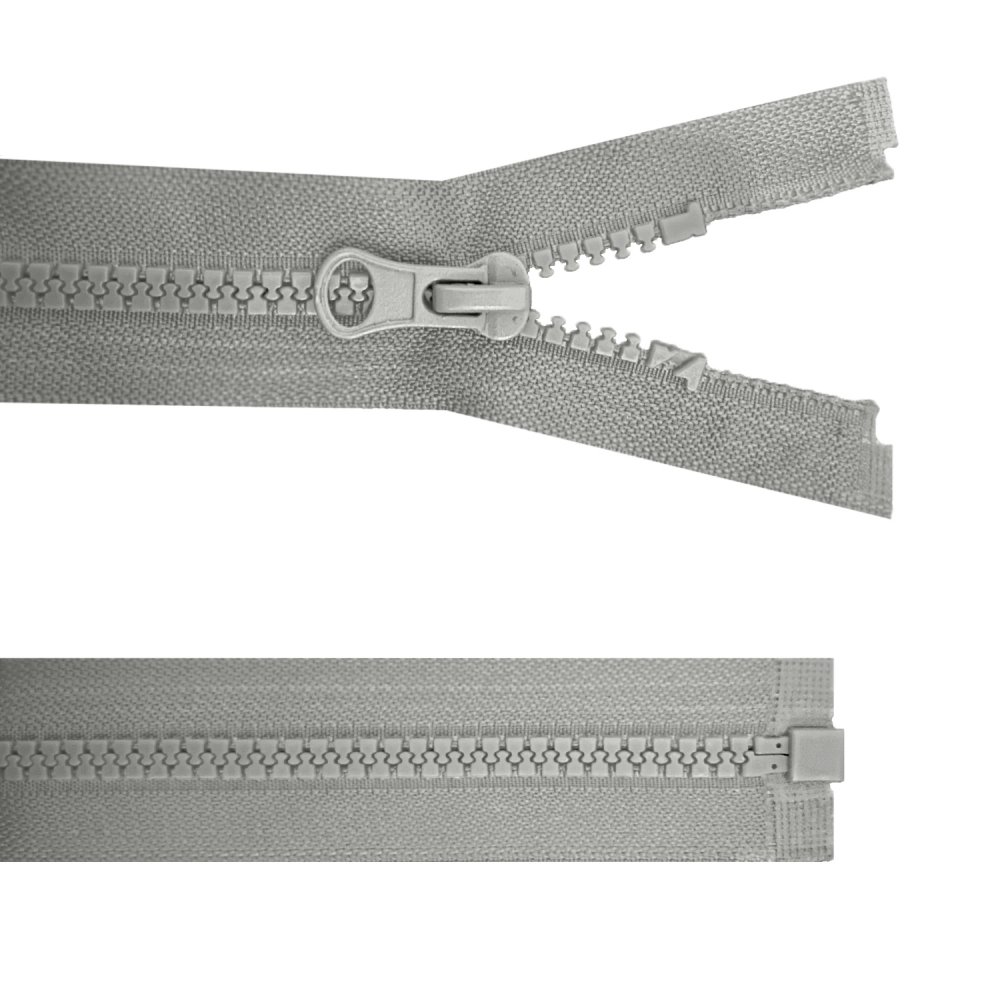 Zip kostěný dělitelný - šedý 40 cm