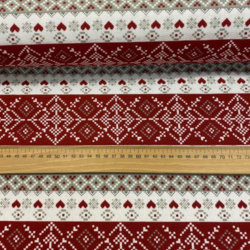 Vánoční dekorační látka Ornament - Šířka materiálu (cm): 140, Vyberte šití a stužku: bez obšití