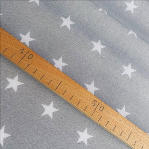 Bavlněná látka šedá - bílá hvězdička - Šířka materiálu (cm): 160, Vyberte šití a stužku: bez obšití
