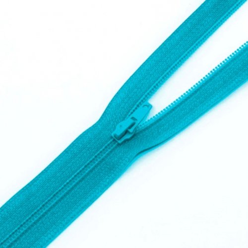 Zip oděvní spirálový 3mm nedělitelný 50cm -  středně modrá
