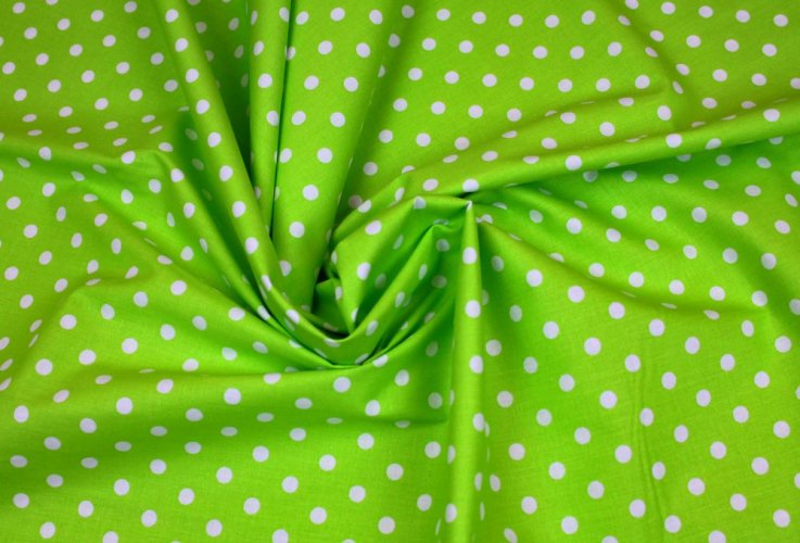 Dekorační látka bavlna - Zelená s puntíkem středním - Šířka materiálu (cm): 160, Vyberte šití a stužku: bez obšití