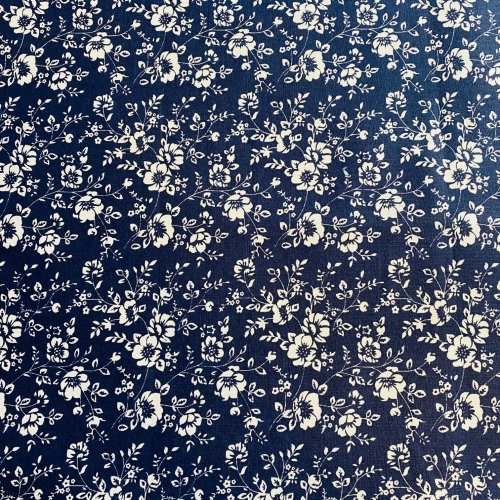 Bavlněná látka - Modrotisk květy - Šířka materiálu (cm): 160, Vyberte šití a stužku: bez obšití