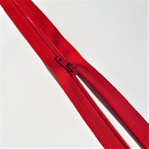 Zip spirálový dělitelný 3 mm - červený - Délka zipu: 30 cm