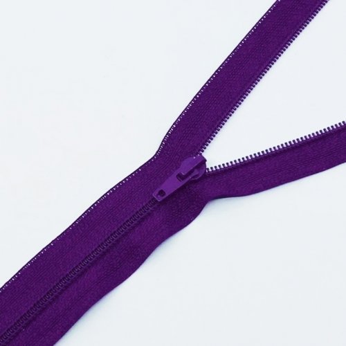 Zip oděvní spirálový 3mm nedělitelný 35cm -tm. fialová