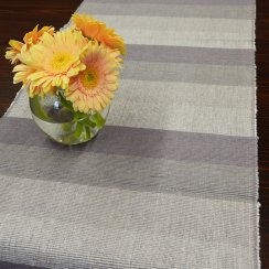 Tkaná šála na stůl - Pruhy šedo/fialové  33x130 cm