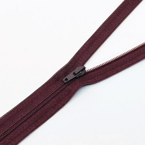 Zip oděvní spirálový 3mm nedělitelný 35cm - bordó