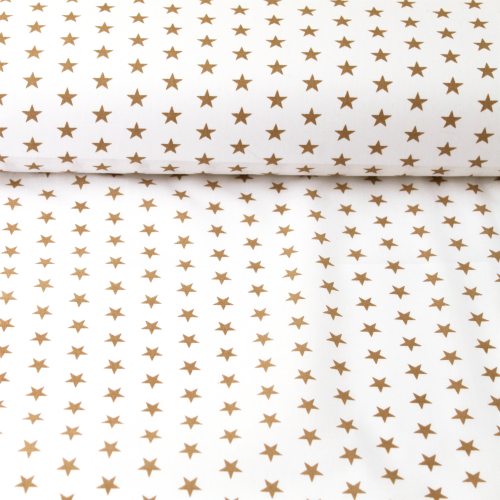 Bavlněná látka bílá - béžová hvězdička - Šířka materiálu (cm): 145, Vyberte šití a stužku: obšít okraje  a našít stužku  5cm