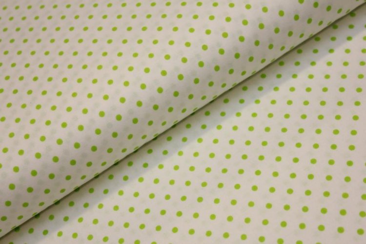 Dekorační látka bavlna - Puntík zelený - Šířka materiálu (cm): 160, Vyberte šití a stužku: bez obšití