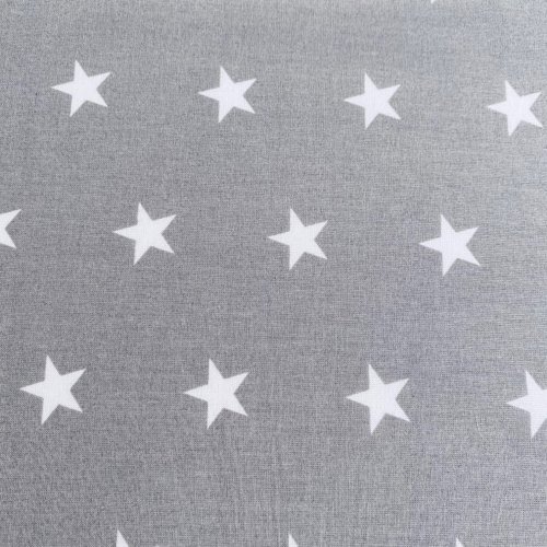 Bavlněná látka šedá - bílá hvězdička - Šířka materiálu (cm): 160, Vyberte šití a stužku: bez obšití