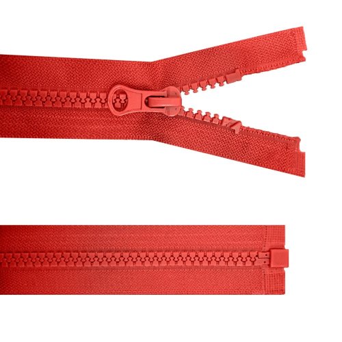 Zip kostěný dělitelný -  červený - Délka zipu: 20 cm