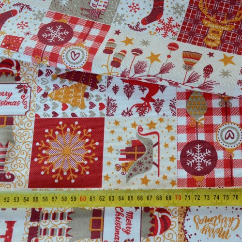 Vánoční dekorační látka - Briana - Šířka materiálu (cm): 140, Vyberte šití a stužku: bez obšití
