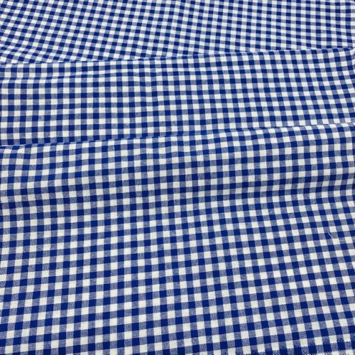Bavlněná látka Kanafas - malá kostka-modrý - Šířka materiálu (cm): 142, Vyberte šití a stužku: bez obšití