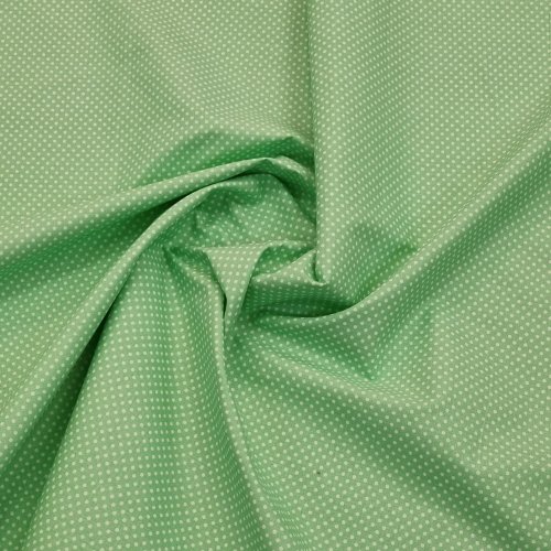Bavlněná látka zelená s mini puntík - Šířka materiálu (cm): 140, Vyberte šití a stužku: bez obšití