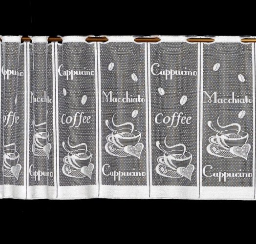 Záclona Coffee - Vyber výšku (cm): 40, Vyberte šití a stužku: bez obšití