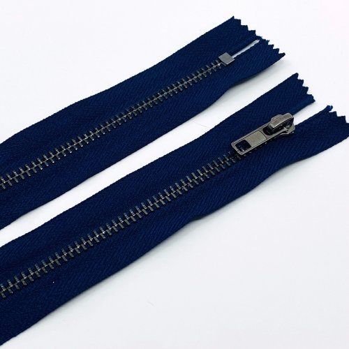 Zip - zdrhovadlo kovové nedělitelné - modré - Délka zipu: 16 cm
