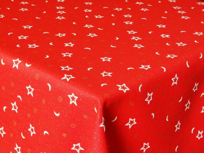 Látka hvězda červená - Šířka materiálu (cm): 160, Vyberte šití a stužku: bez obšití