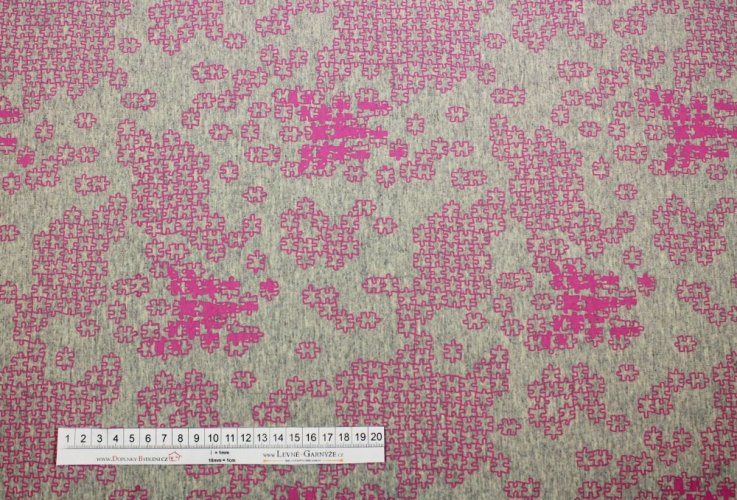 Teplákovina - Puzzle růžové - Šířka materiálu (cm): 160