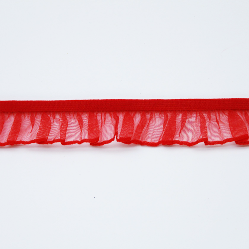 Guma - pruženka prádlová s voálem červená