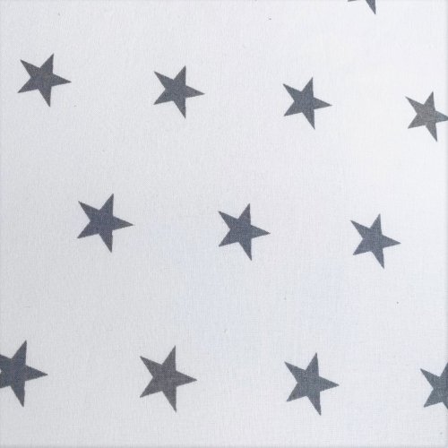 Bavlněná látka bílá - šedá hvězdička - Šířka materiálu (cm): 160, Vyberte šití a stužku: obšít okraje  a našít stužku  5cm