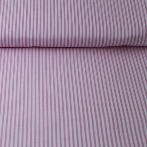 Bavlněná látka růžový proužek - Šířka materiálu (cm): 145, Vyberte šití a stužku: obšít okraje  a našít stužku  5cm