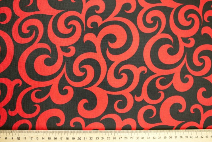 Kočárkovina červenočerná 160 cm - Šířka materiálu (cm): 160, Vyberte šití a stužku: bez obšití
