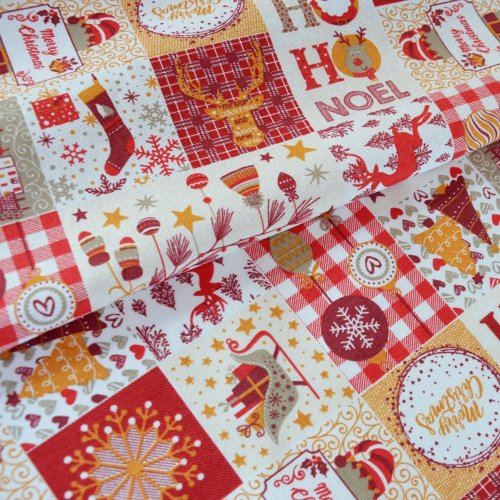 Vánoční dekorační látka - Briana - Šířka materiálu (cm): 140, Vyberte šití a stužku: bez obšití