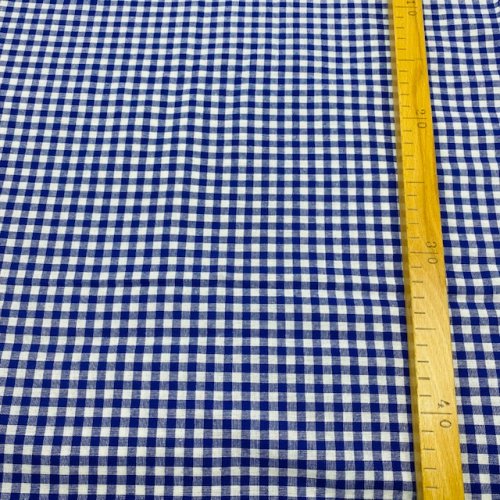 Bavlněná látka Kanafas - malá kostka-modrý - Šířka materiálu (cm): 142, Vyberte šití a stužku: obšít okraje