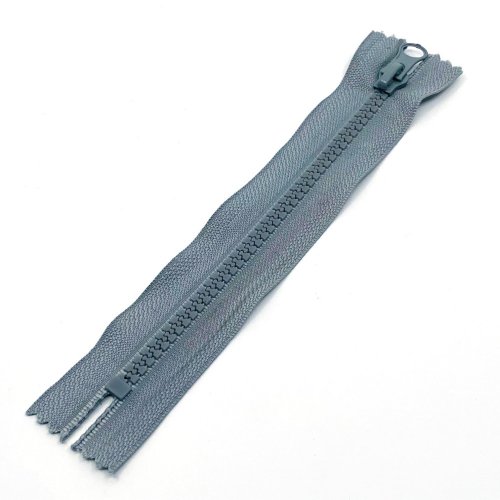 Zip kostěný nedělitelný - šedý - Délka zipu: 18 cm