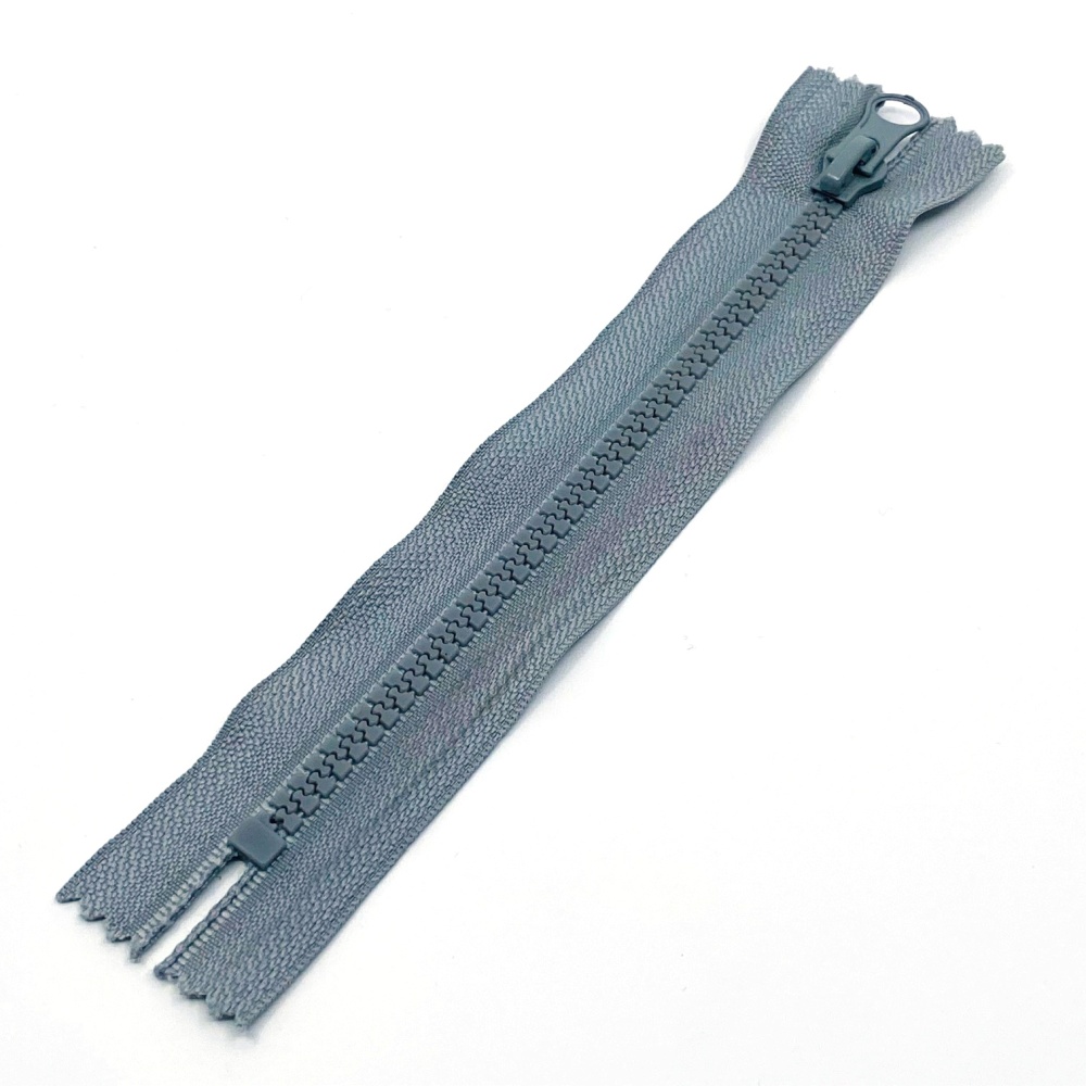 Zip kostěný nedělitelný - šedý 16 cm