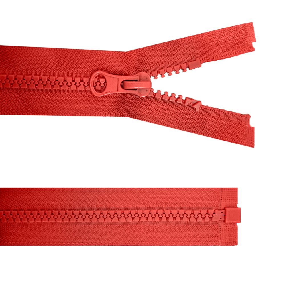 Zip kostěný dělitelný - červený 50 cm